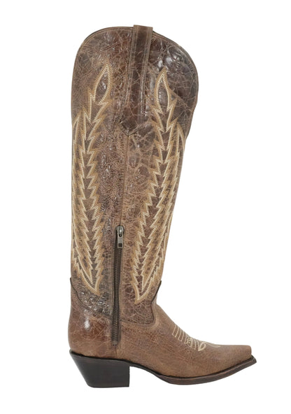 Rock'em Women's Gia Tall Wide Calf Snip Toe Boot - Rustic Brown