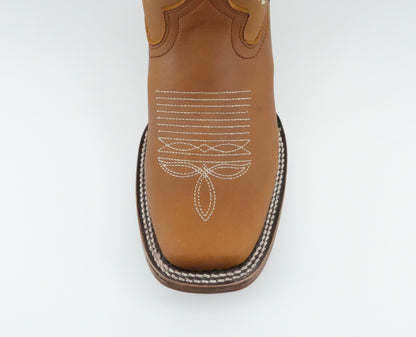 La Sierra Women's Zipper Floral Rust Stitch Square Toe Boot - Tang