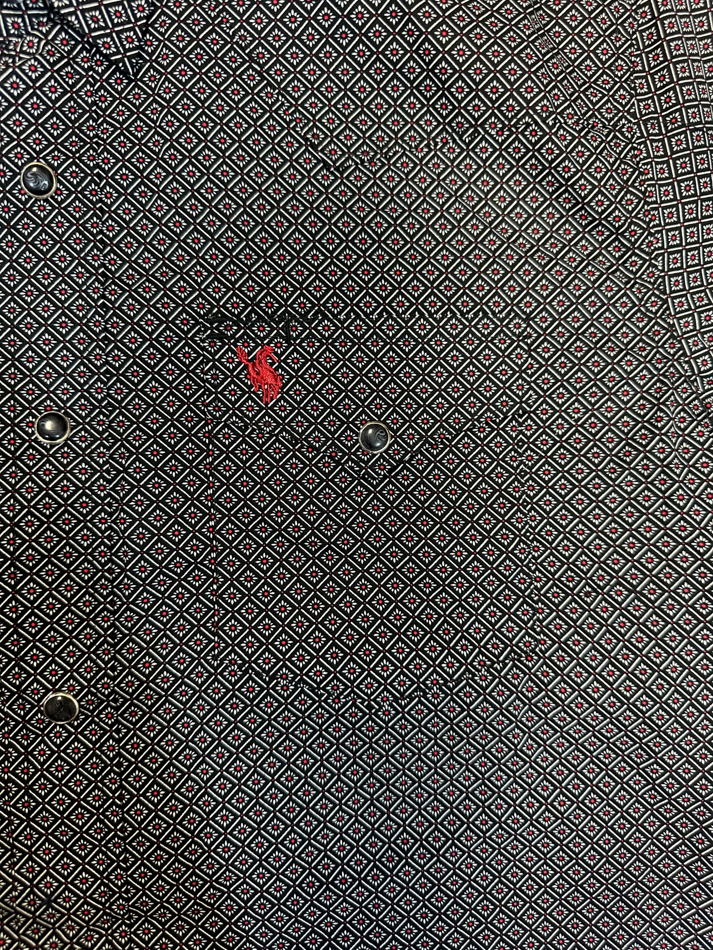 Men's Rodeo Black/Red Short Sleeve Button Down Shirt