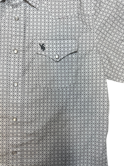 Men's Rodeo White/Black Short Sleeve Button Down Shirt