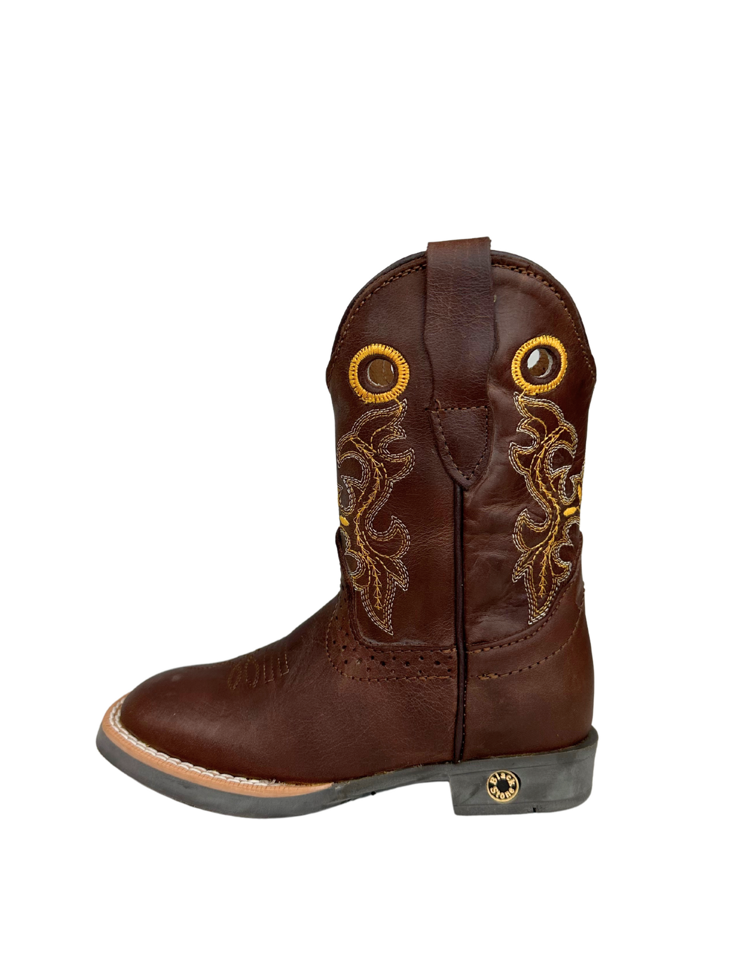Black Stone Kid's Brown Yellow Stitched Boots
