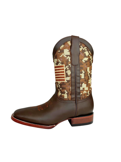 Los Angeles Brown Leather Sqaure Toe Boot
