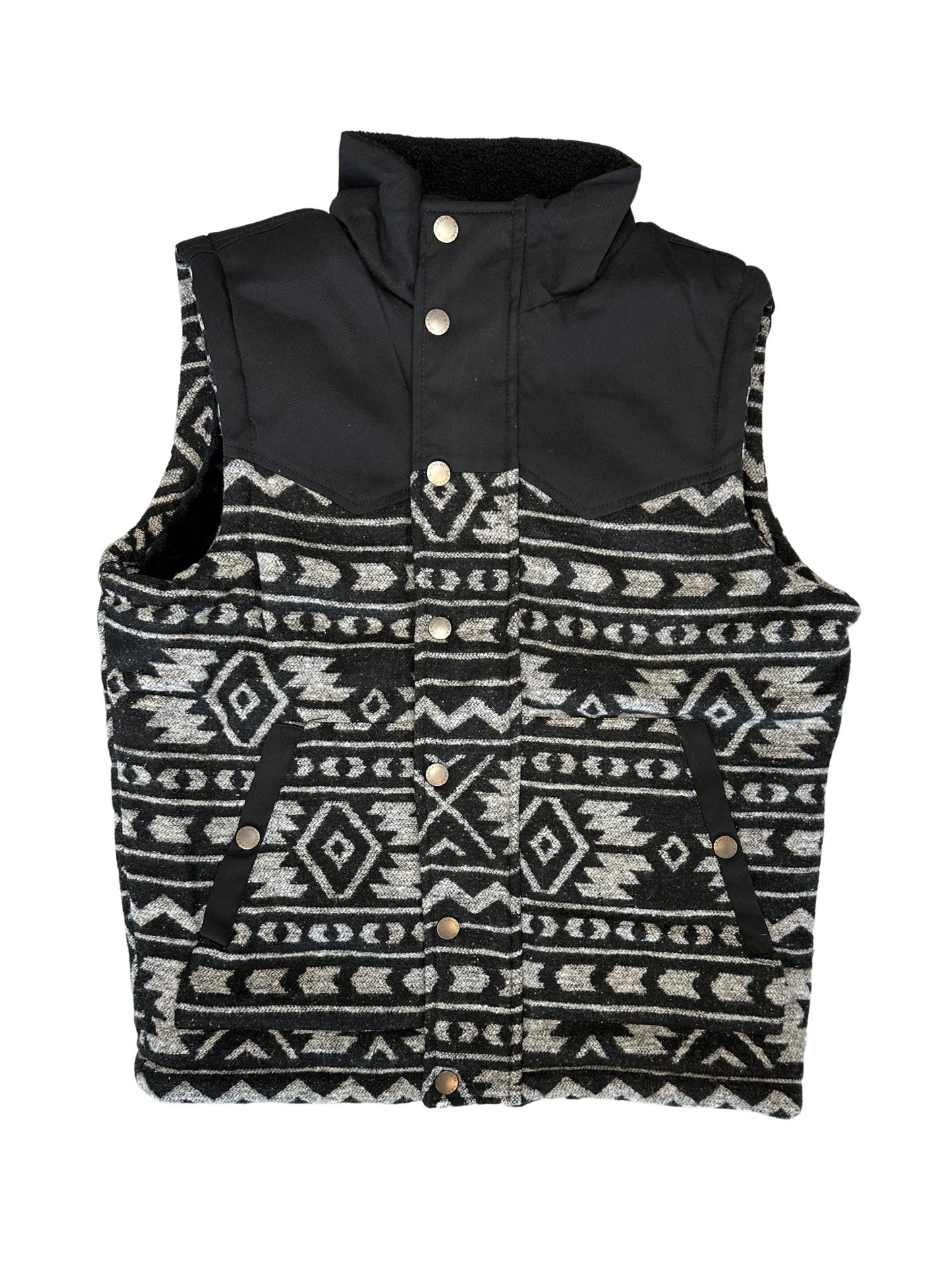 Lamasini Black & Gray Tribal Puffer Vest