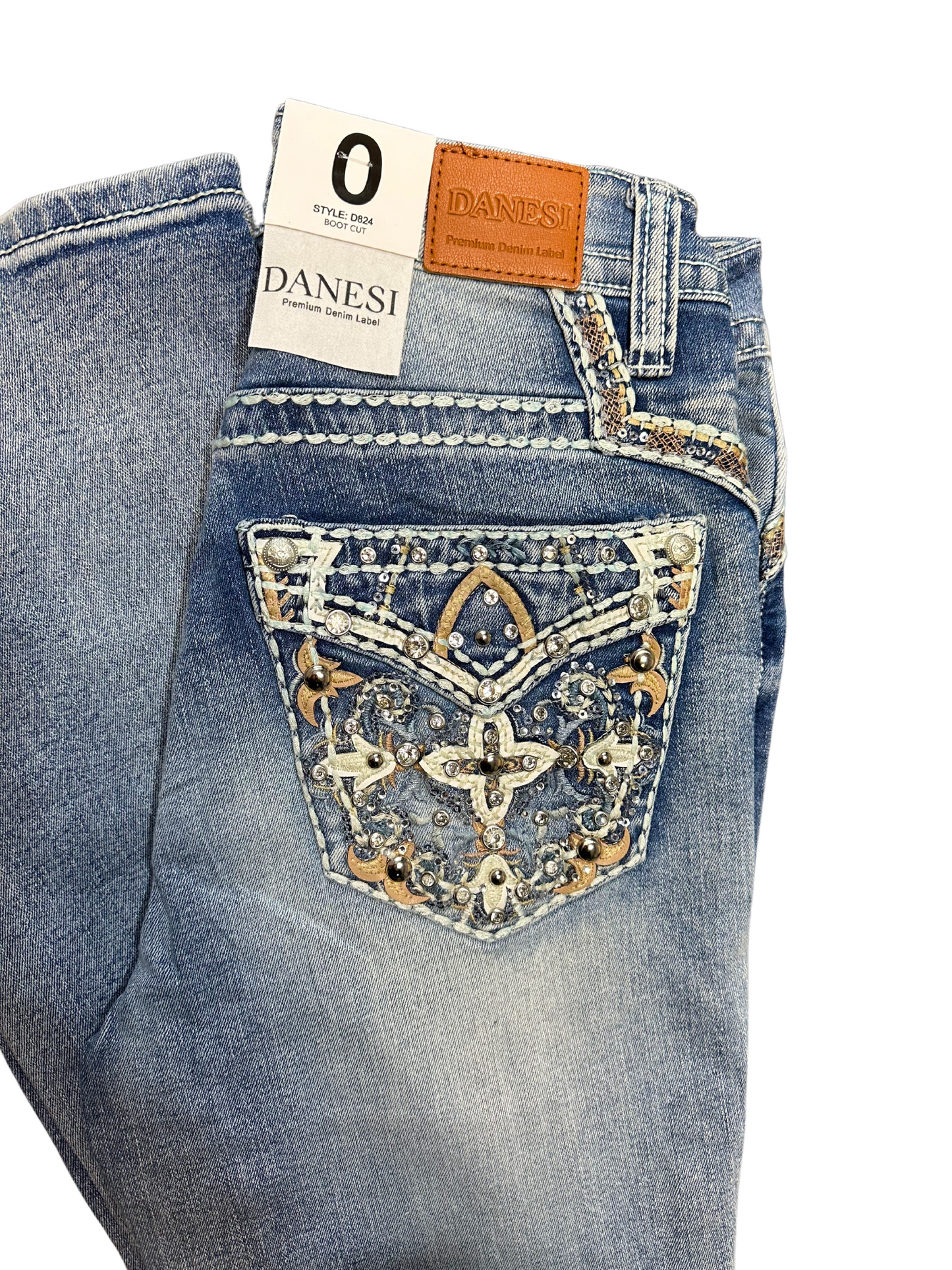 Danesi Floral Bling Pocket Bootcut Jean