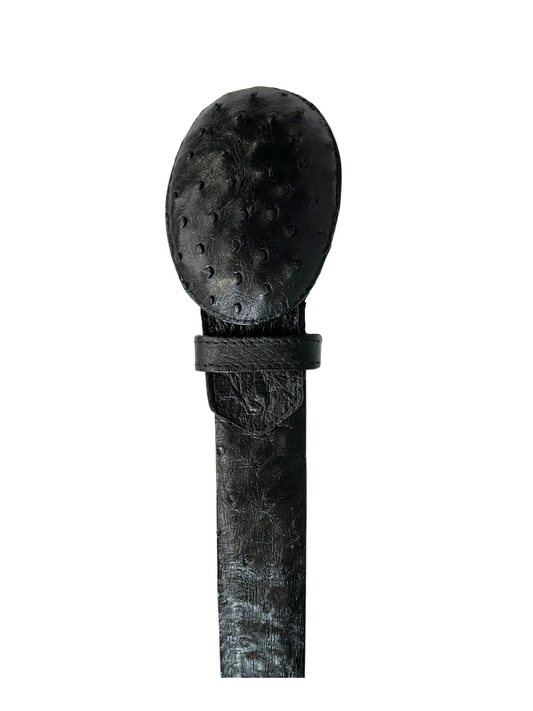 Genuine Black Ostrich Belt