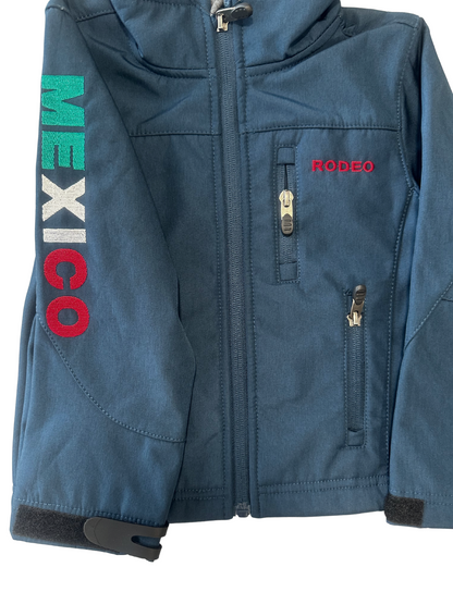 Kid's Unisex Rodeo Mexico Logo Softshell Jacket - Navy