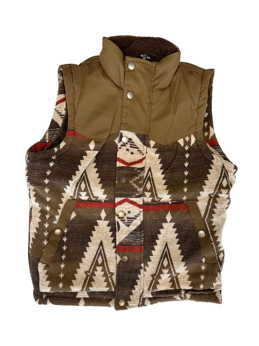 Lamasini Brown Tribal Puffer Vest