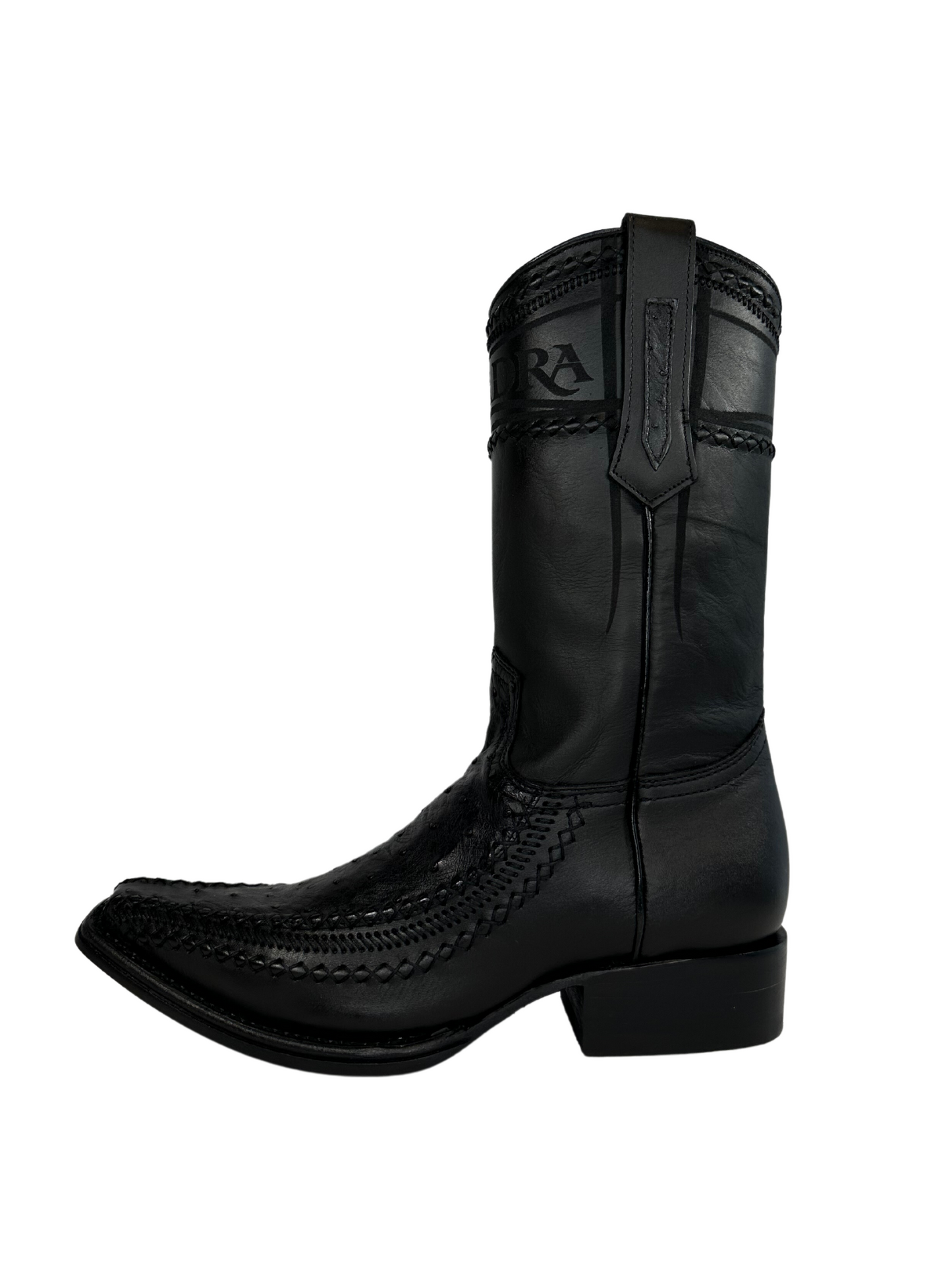 Cuadra Men's Black Genuine Ostrich Leather Woven Boot
