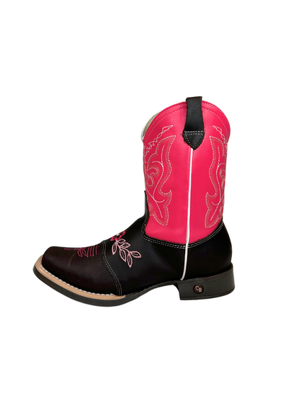 Chaparral Girl's Brown & Pink Stitched Boot