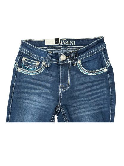 Lamasini Feather Bling Pocket Bootcut Jean