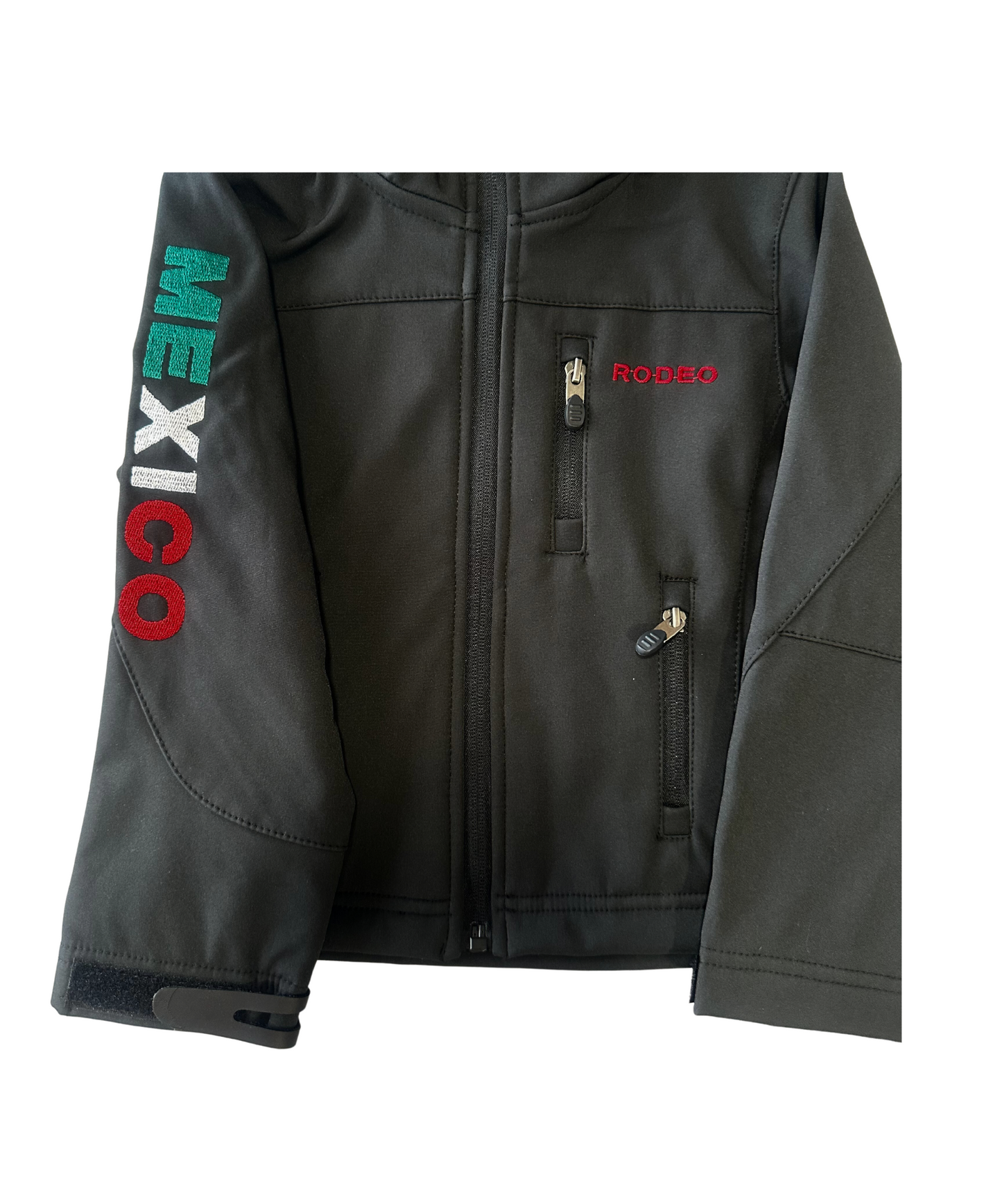 Kid's Unisex Rodeo Mexico Logo Softshell Jacket - Black