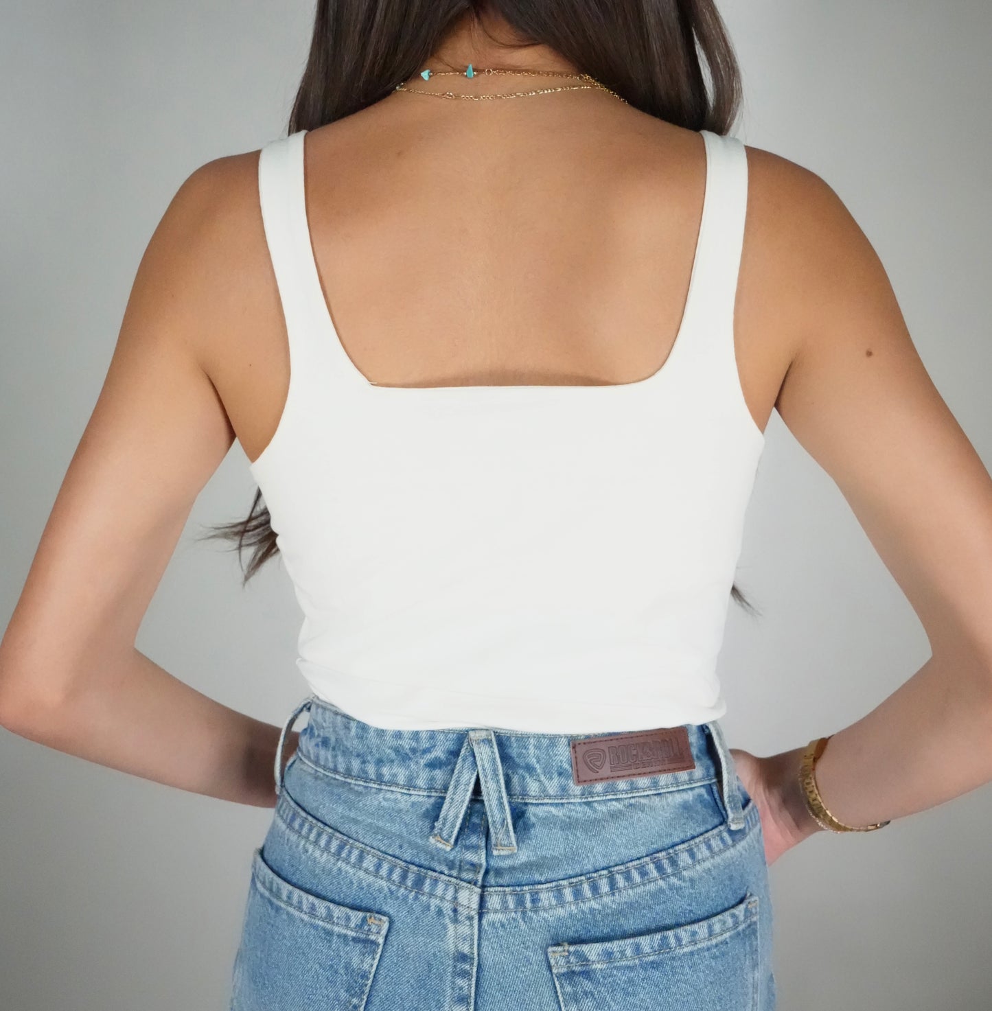 Rock & Roll Denim Women's Buckle Tank Top - Natural