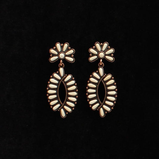 Blazin Roxx White/Copper Oval Earrings