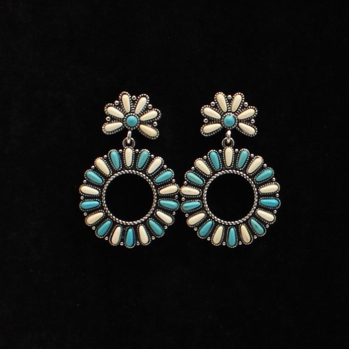 Blazin Roxx Turquoise/White Beaded Earrings