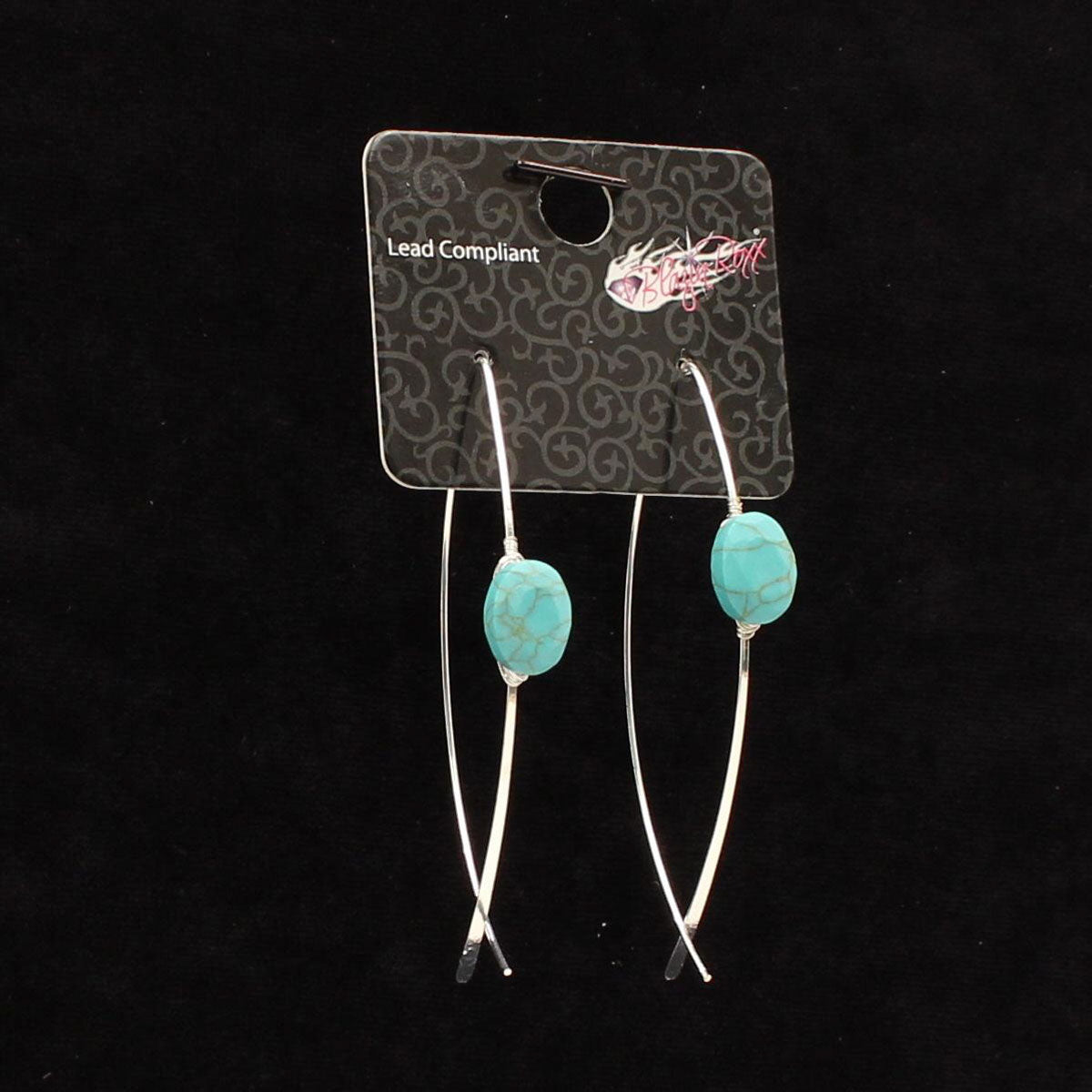Blazin Roxx Silver Strand Turquoise Stone Earrings