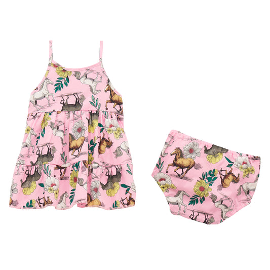 Wrangler Girl's Print Tiered Dress - Pink