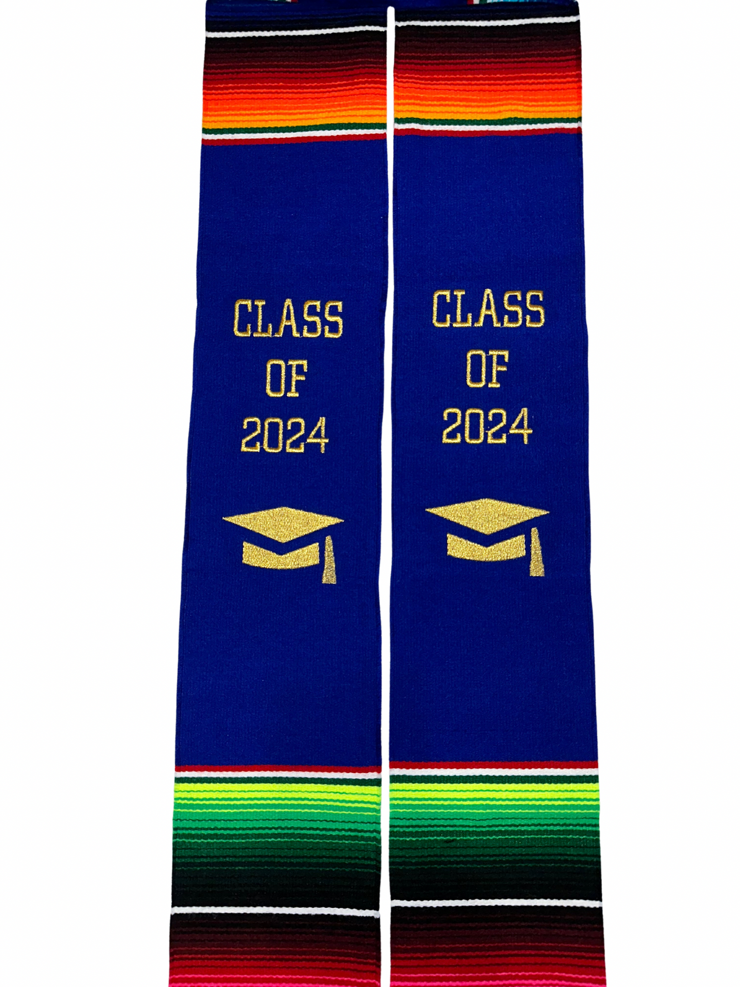 Graduation Stole Class of 2024 Mexican Serape Royal Blue
