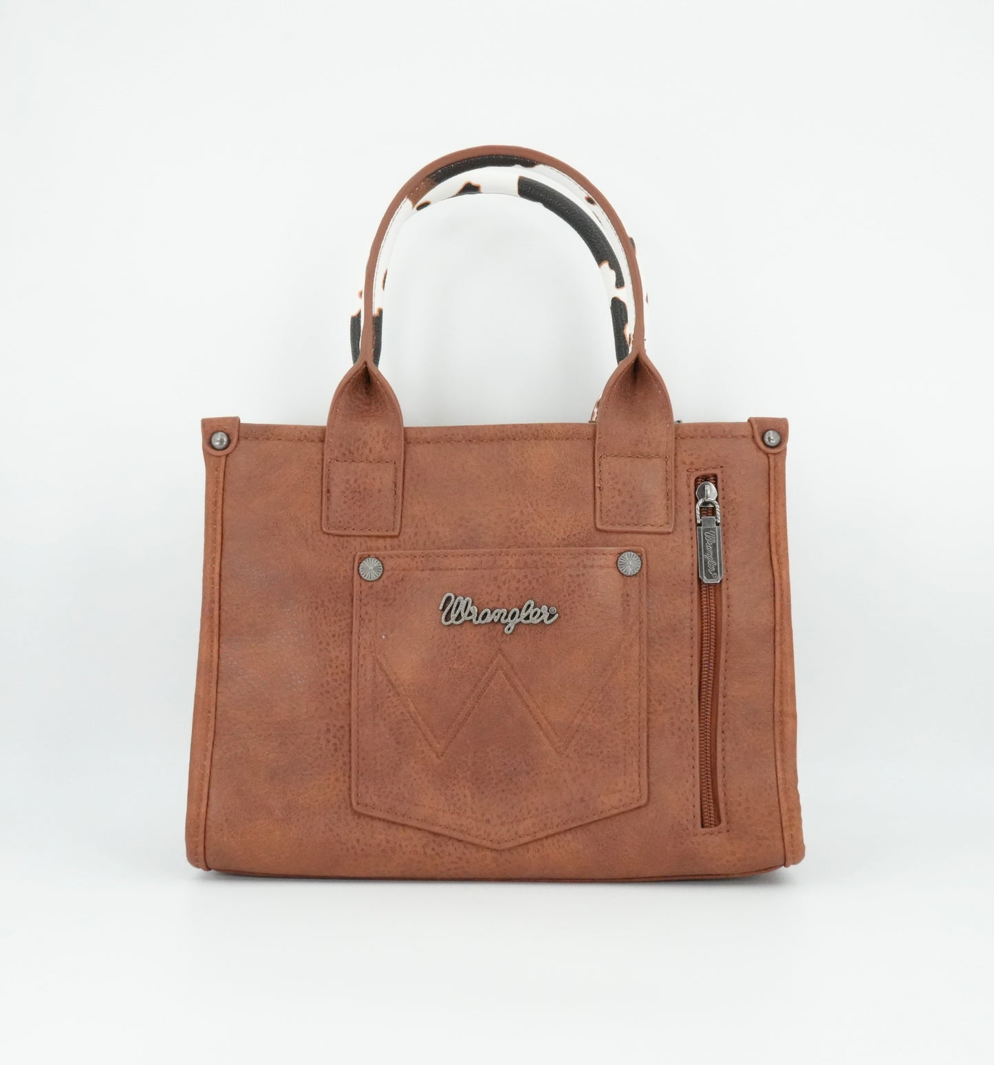 Wrangler Cow Print Concealed Carry Tote/Crossbody - Brown