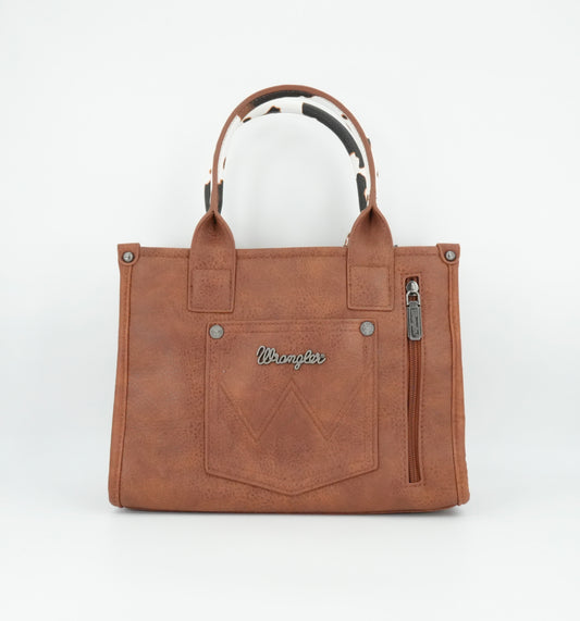 Wrangler Cow Print Concealed Carry Tote/Crossbody - Brown