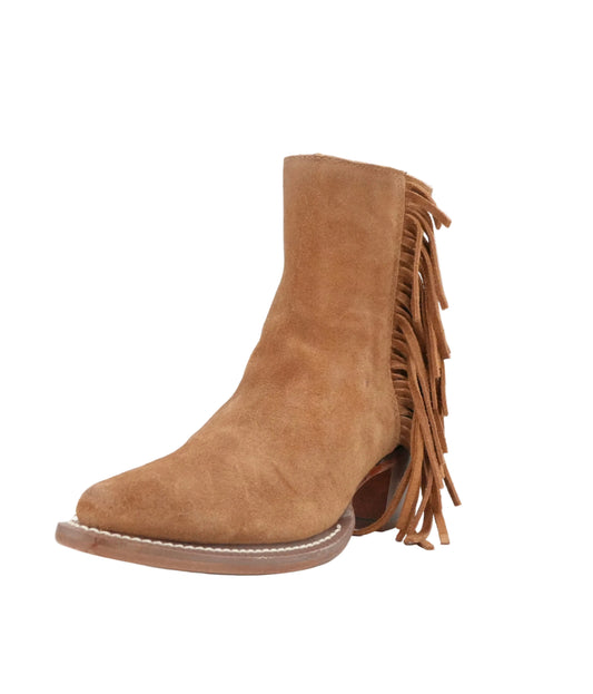 Justin Women's BEV Brown Suede Fringe Snip Toe Short Boot