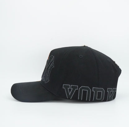 Kevin Hats NY Bling Skull Flames Black Cap