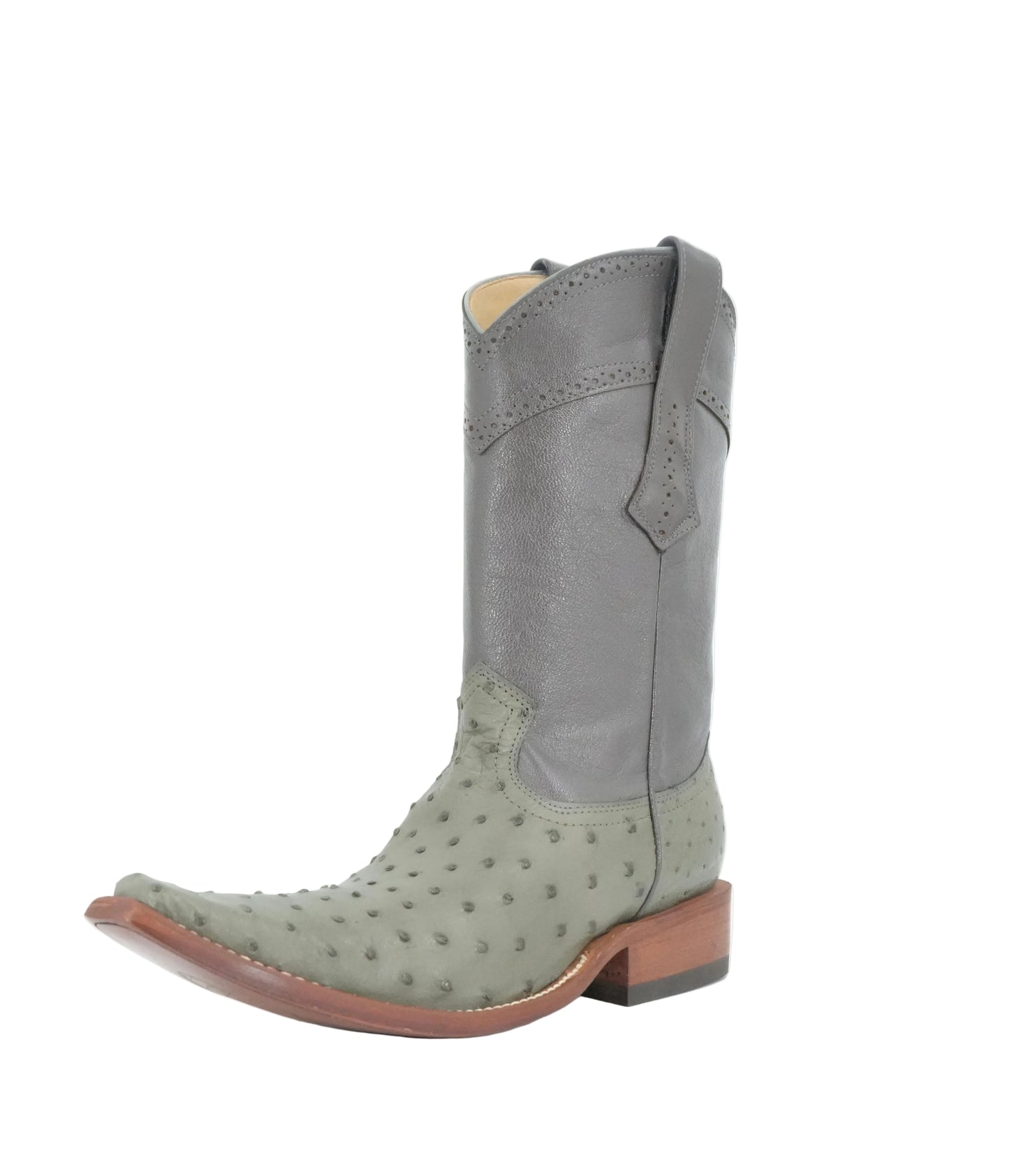 Cuadra Men's Ostrich Versache Toe Boot - Evergreen Fog
