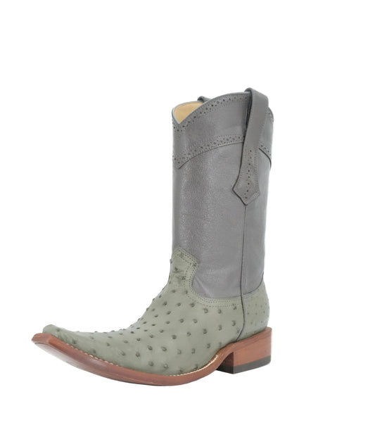 Cuadra Men's Ostrich Versache Toe Boot - Evergreen Fog
