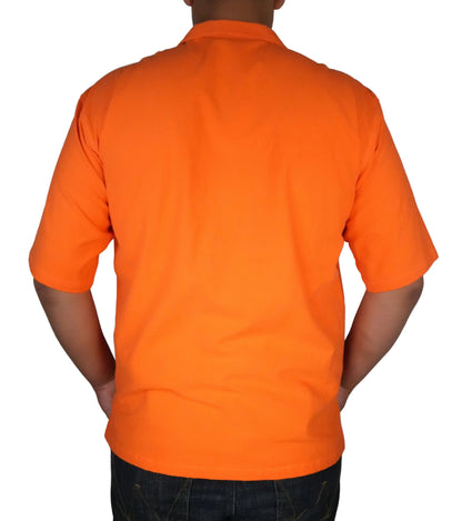 Men's Short Sleeve Cotton Guayabera - Orange