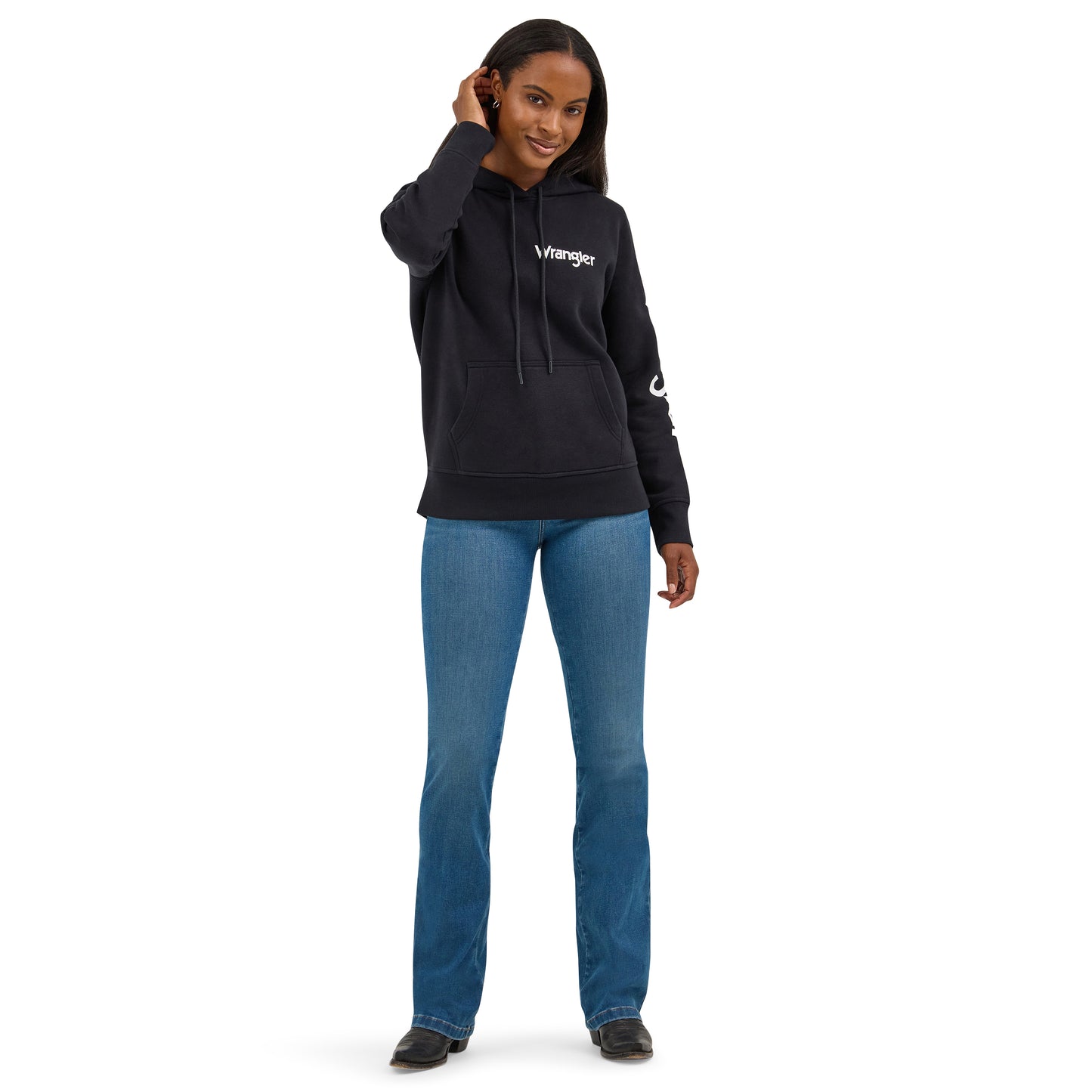 Wrangler Retro Women's Logo Arm Pullover Hoodie - Black