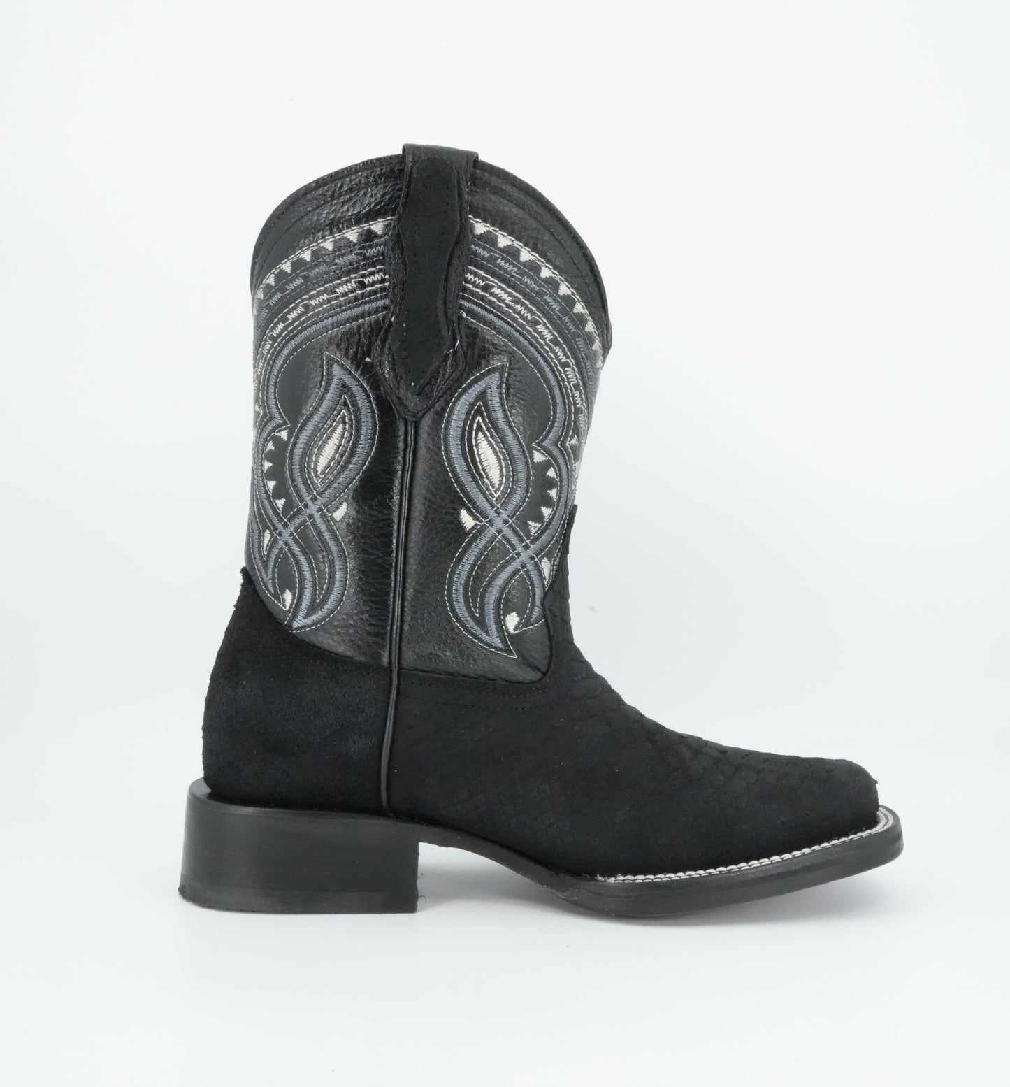 La Sierra Men's Black Python Print Square Toe Boot