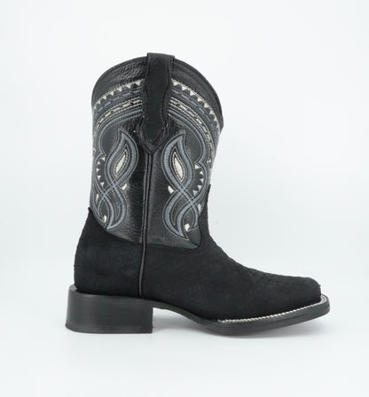 La Sierra Men's Black Python Print Square Toe Boot