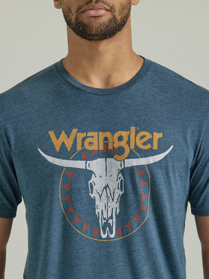 Wrangler Men's Short Sleeve Steerhead Logo Graphic T-Shirt Navy