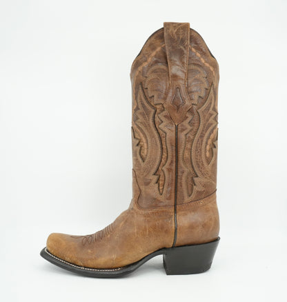 Bota Dubái de cuero color canela envejecido para mujer de Wild West