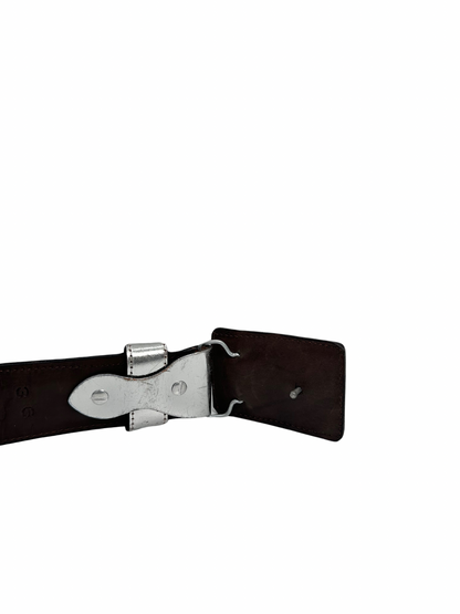 Men's Western Buckle Silver Centenario Laser Leather Belt