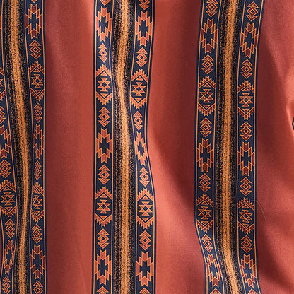 Wrangler x Checotah Western Red Orange Long Sleeve Button Down Shirt