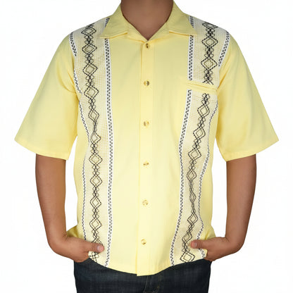 Men's Short Sleeve Cotton Guayabera - Yellow