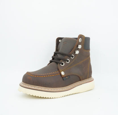 Hooch Kid's Work Boot Chocolate Moc Toe Boot