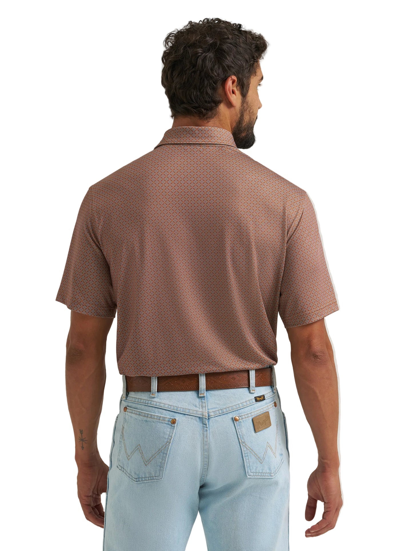 Wrangler Men's ATG Geometric Performance Polo - Brown