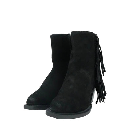 Justin Women's BEV Suede Fringe Snip Toe Short Boot - Black