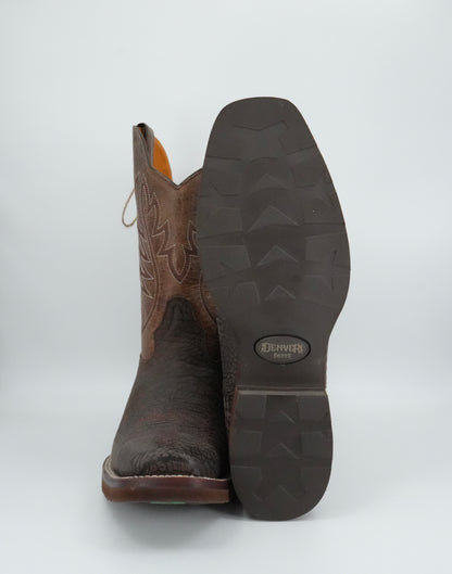 Denver Boots Men's Bull Shoulder Brown Semi Square Toe Boot