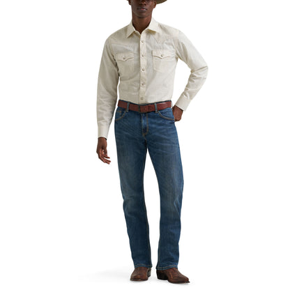 Wrangler Men's Retro Long Sleeve Western Snap Shirt - Beige