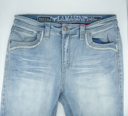 Lamasini Men's Premium Bootcut Jean Light Blue