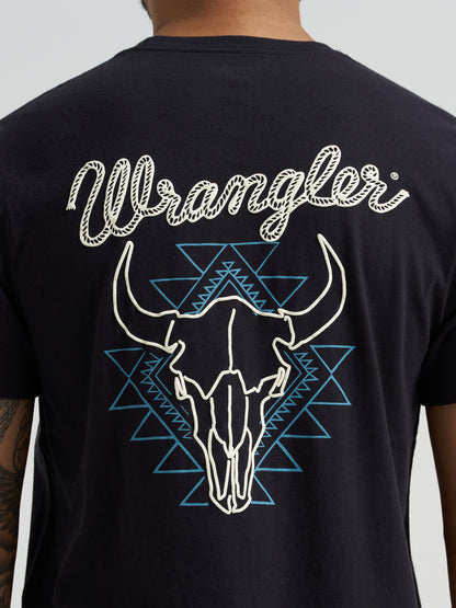 Camisa de manga larga jaspeada en verde bosque con logo gráfico de Wrangler