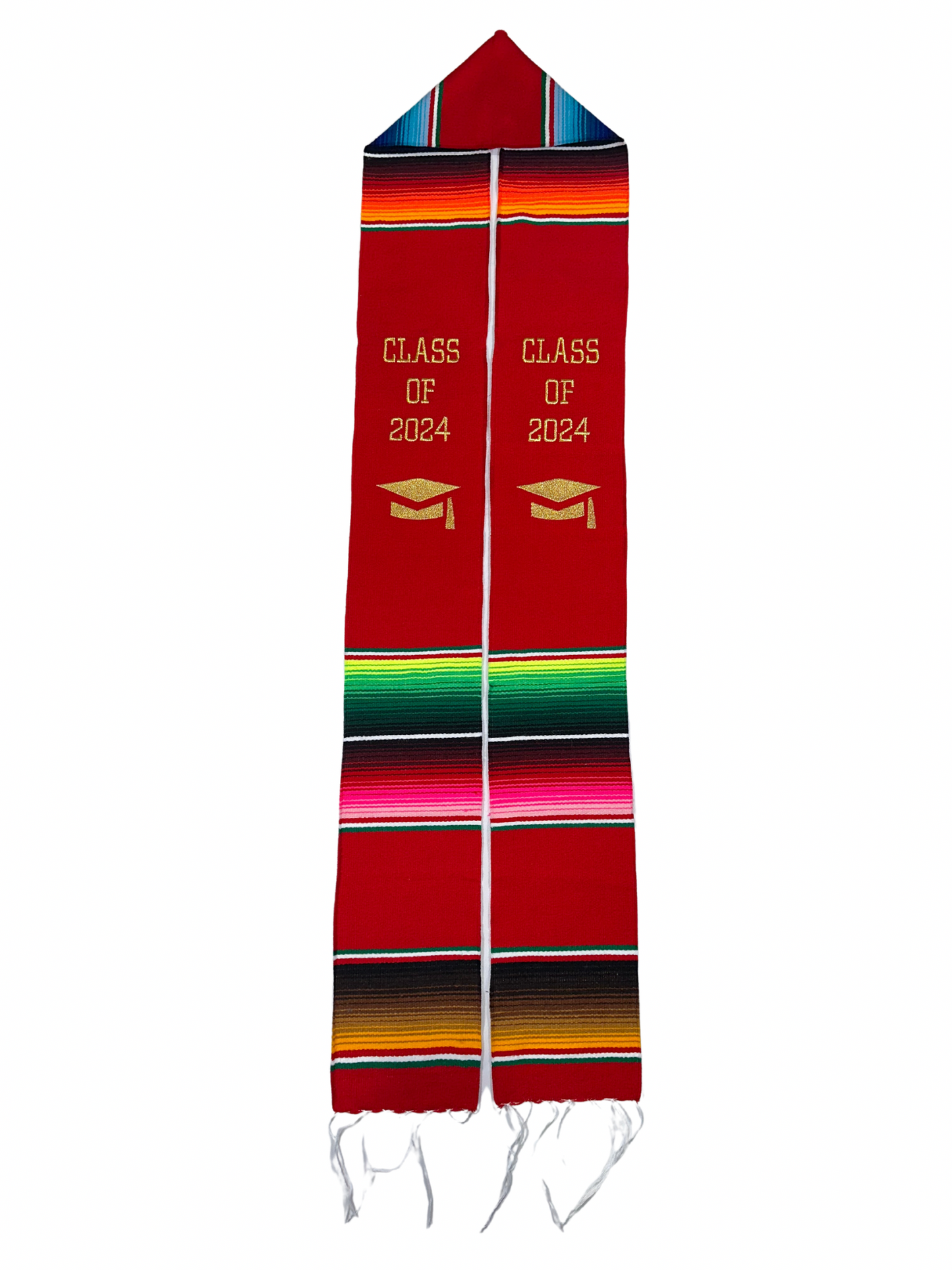 Graduation Stole Class of 2024 Mexican Serape Red