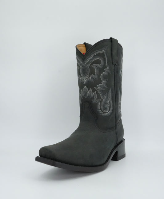 Los Altos Men's Black Gamusa Trompa De Puerco Narrow Square Toe Boot