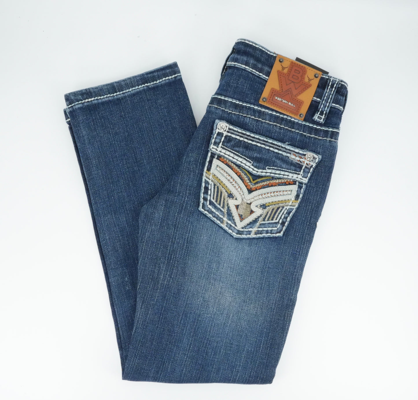 Boy's Western Bull Arrow Blue Straight Jean