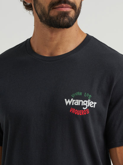 Wrangler Men's Mexico Horse Rider Graphic Short Sleeve Black T-Shirt