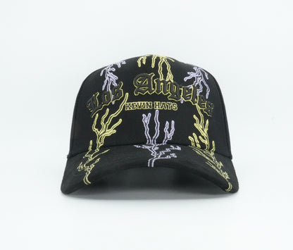Kevin Hats LA Cupid Black/Yellow/Purple Design Cap
