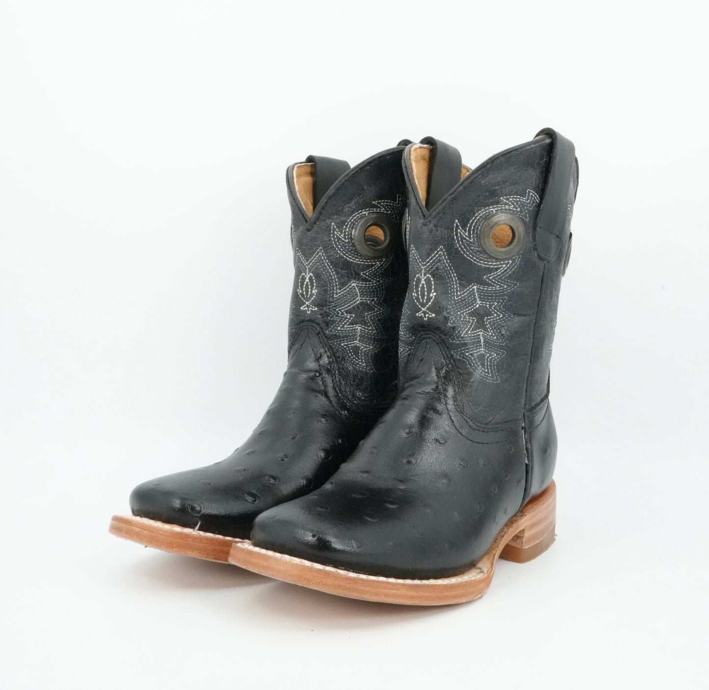 A&A Little Kid's Black Ostrich Print Boot