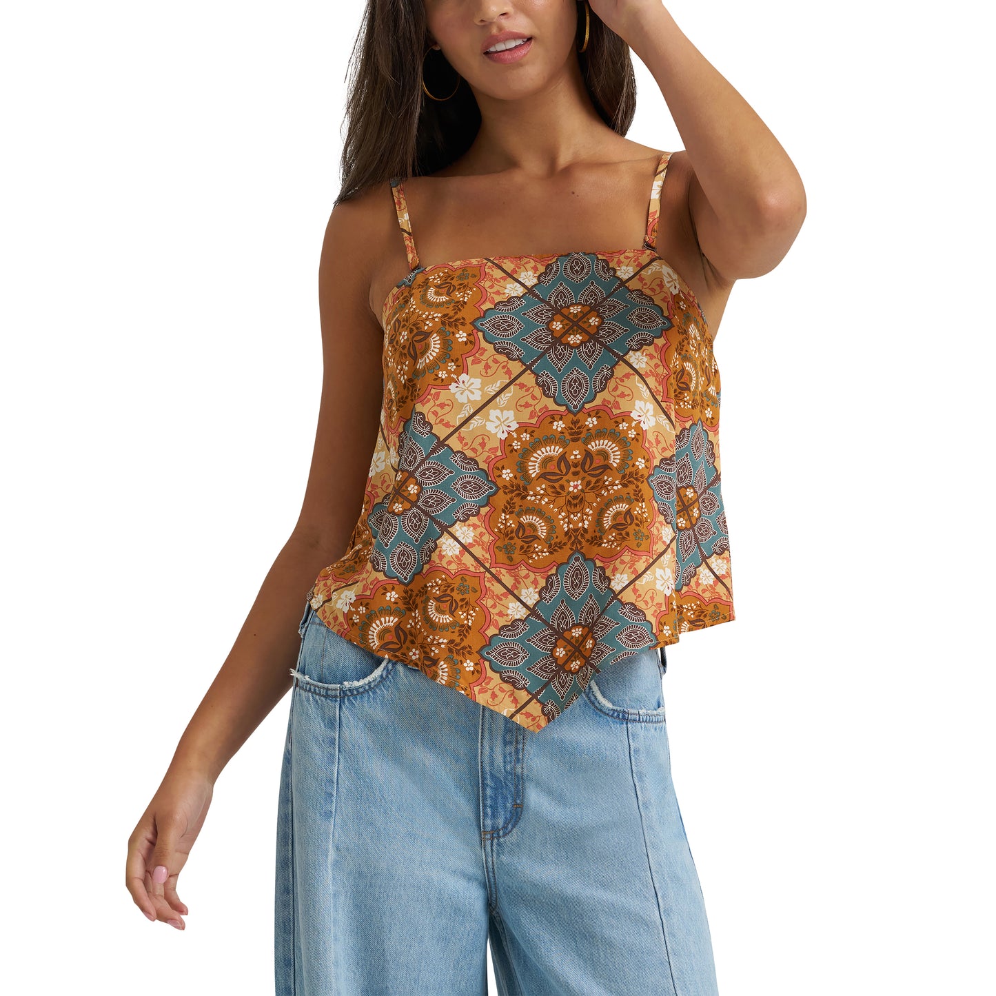 Wrangler Women's Bandana Spaghetti Tank - Brown